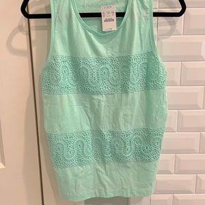 NWT J. Crew Factory Mint Green Crochet Detail Tank - Size S